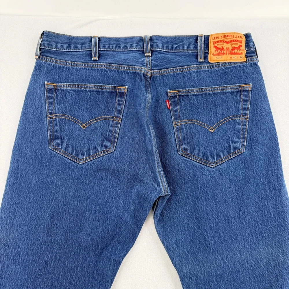 Levis 501 Original Fit Jeans Mens W40 L34 Blue Denim Straight Leg 00501-0000